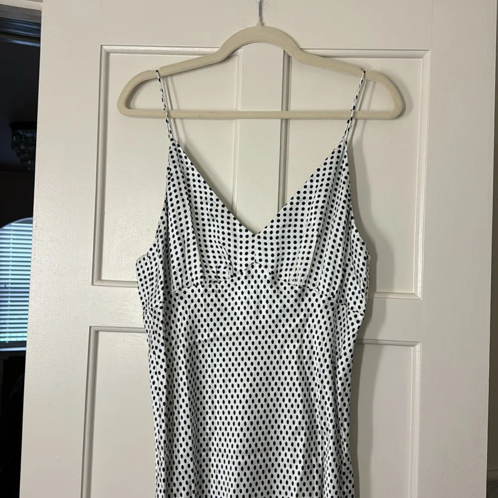 J.Crew Collection full-length luster crepe V-neck slip dress dot print BU220